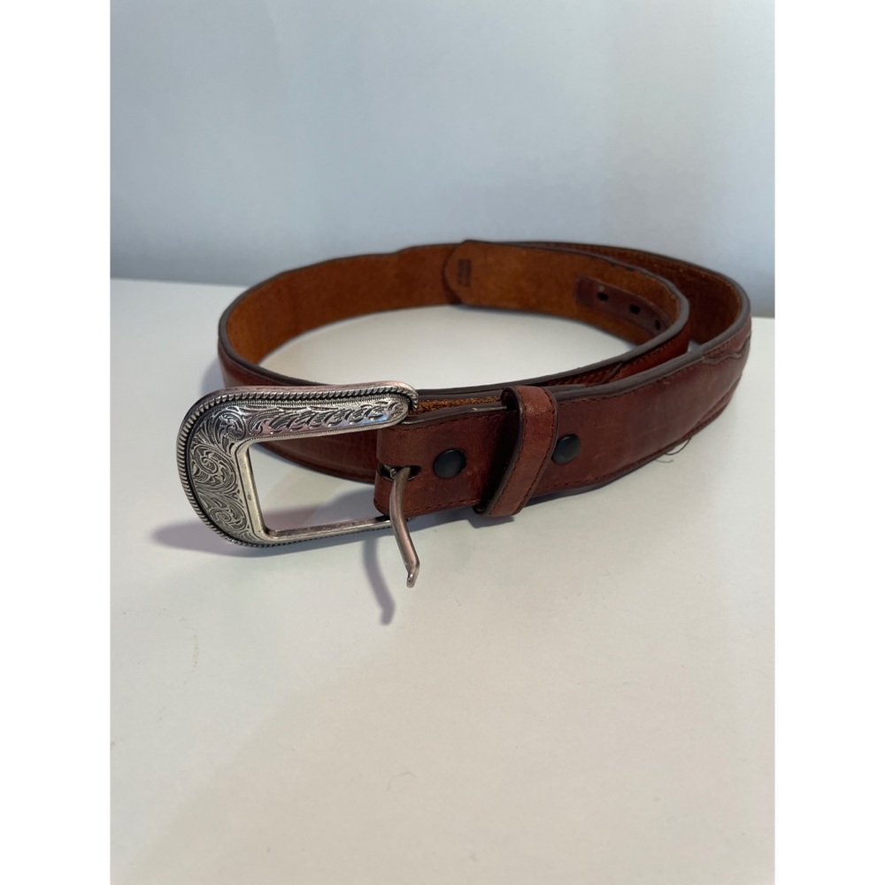 Leather Belt with Silver Buckle